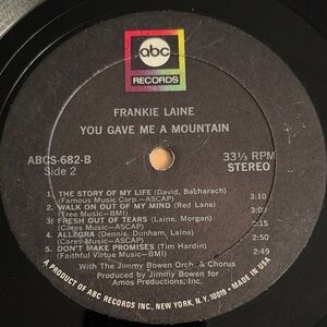 Frankie Laine "You Gave Me A Mountain" Vinyl Record - Black
